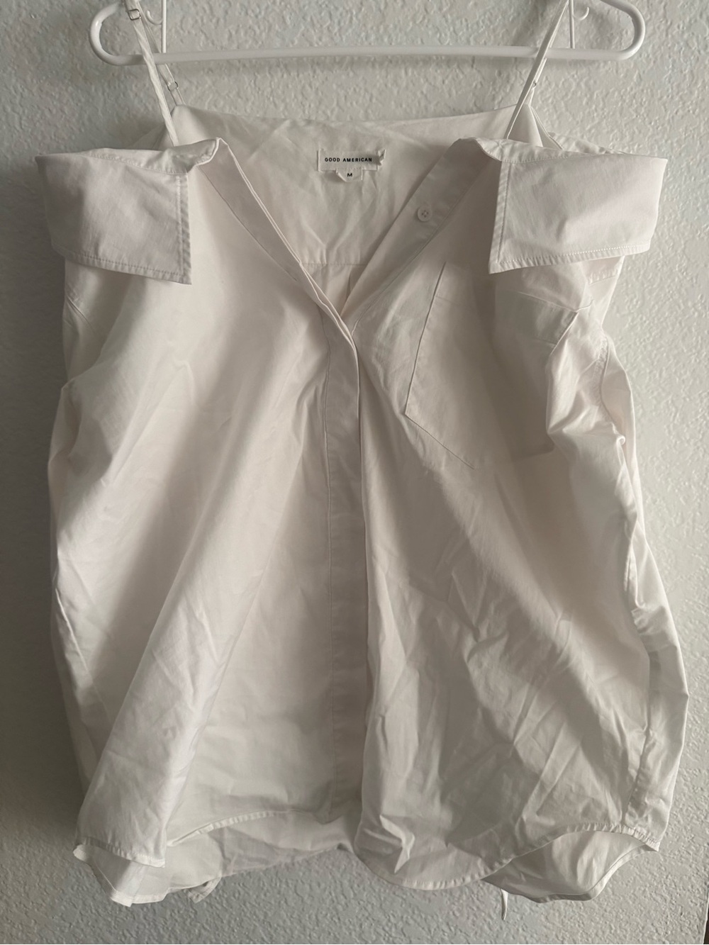 Good American White Off-Shoulder Strap Blouse